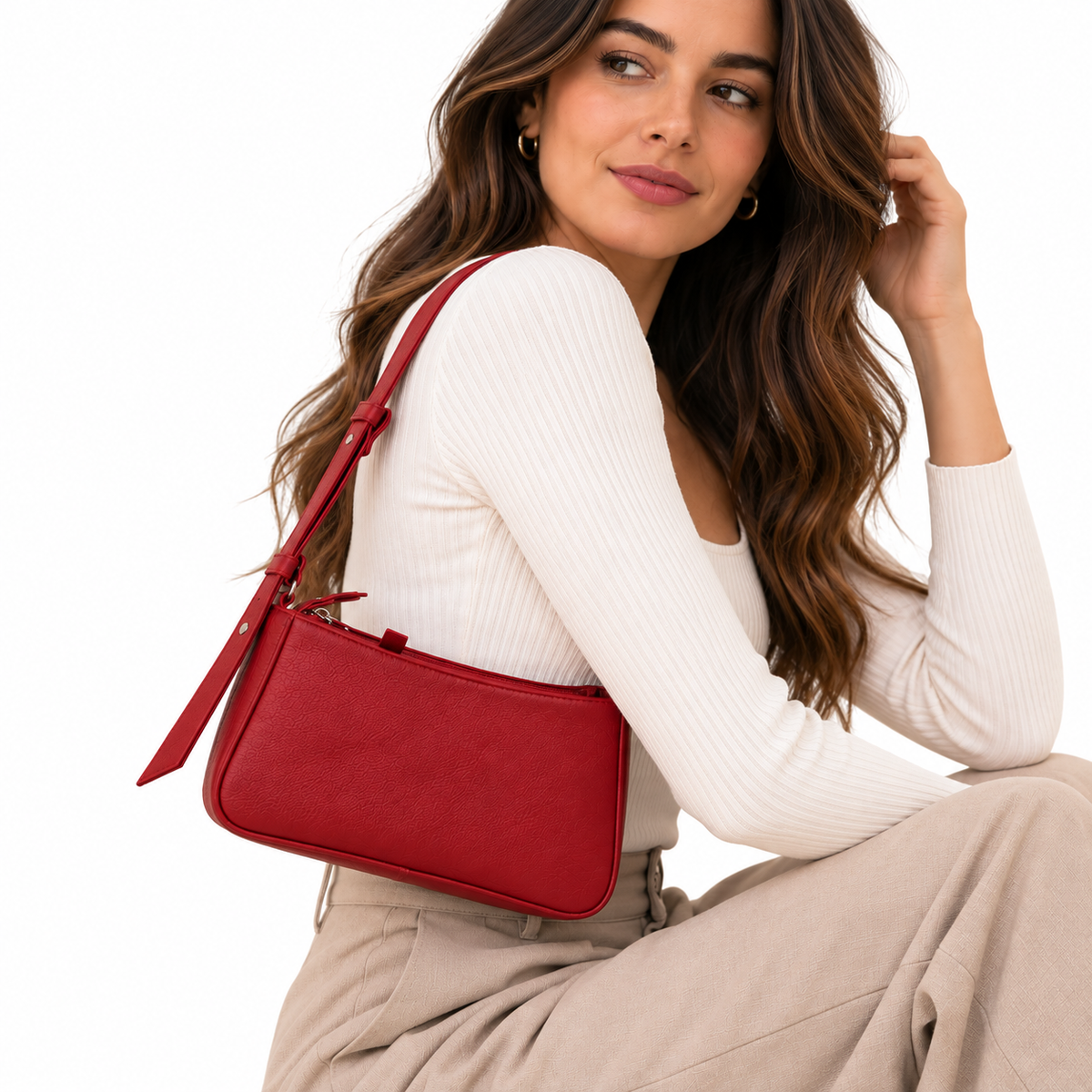 Bolso de Cuero – Diseño Minimalista Rojo