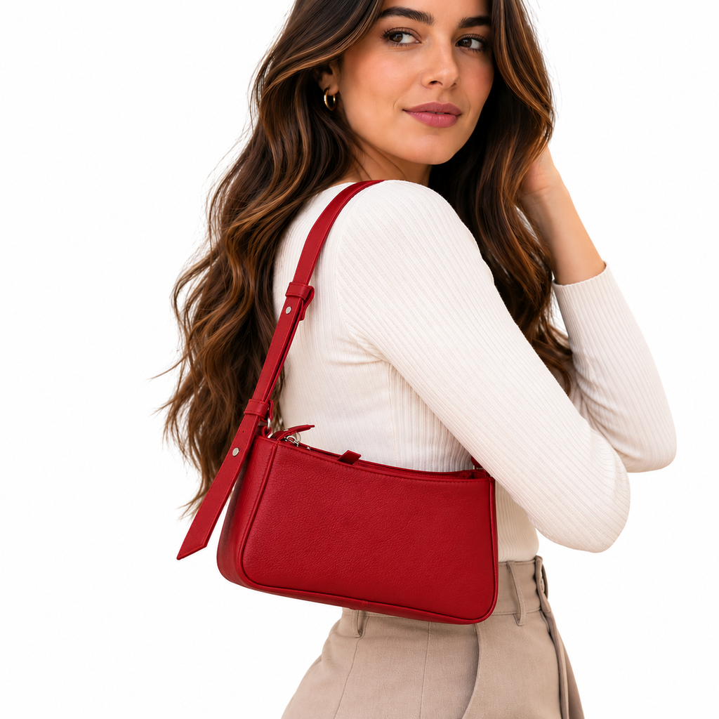 Bolso de Cuero – Diseño Minimalista Rojo