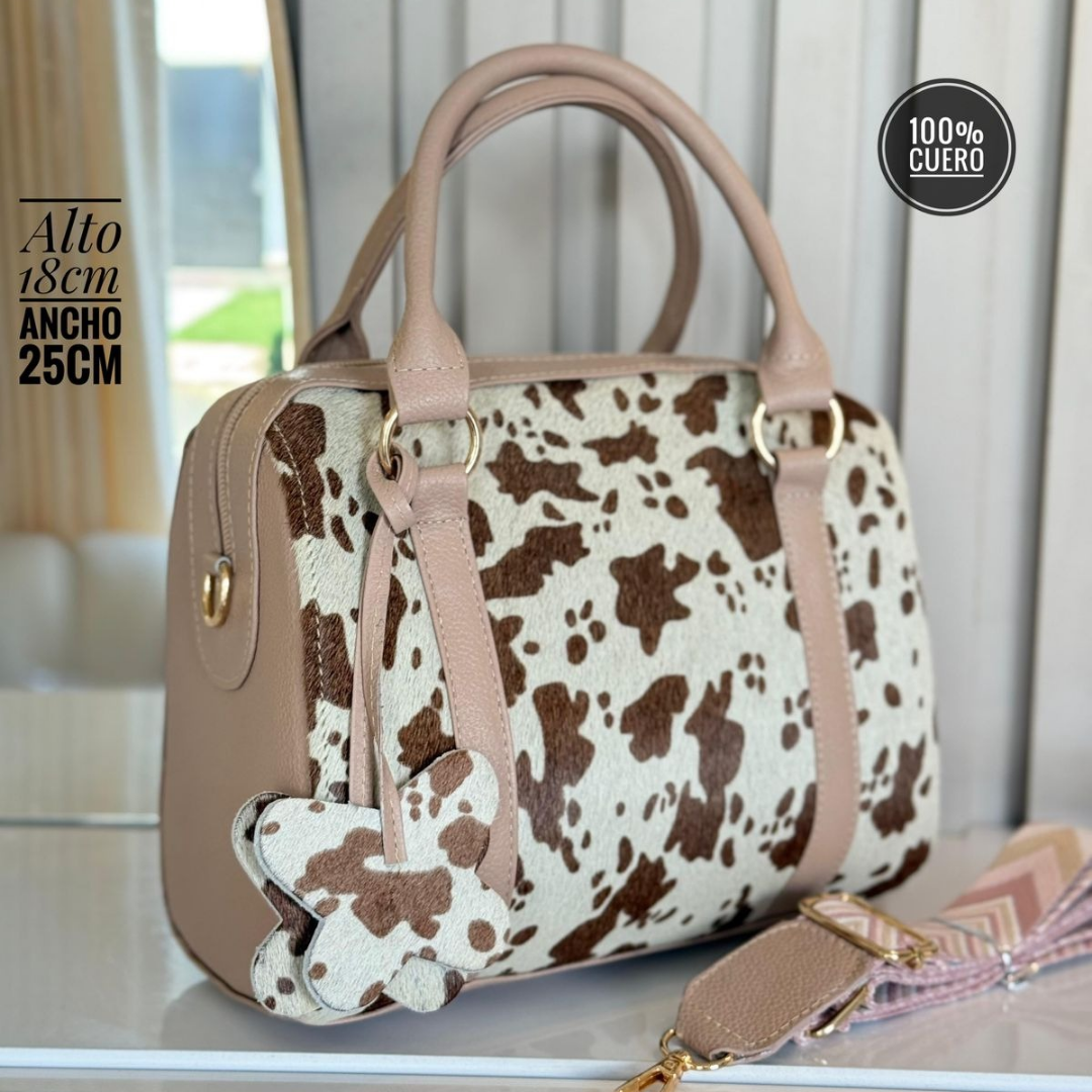 Bolso tipo Bowling Pastel 100% cuero