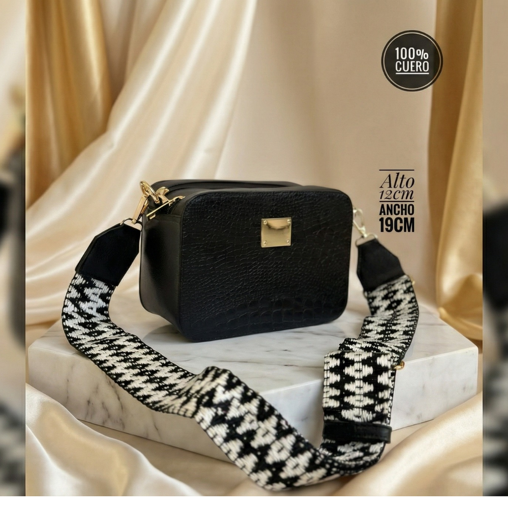 Bolso manos Libres Negro 100% Cuero