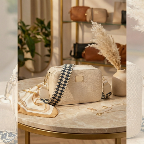 Bolso manos Libres crema 100% Cuero