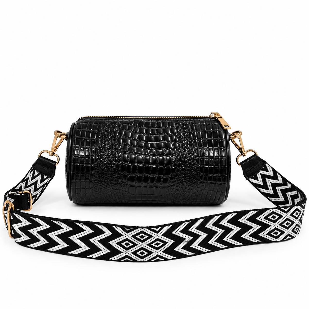 Bolso Crossbody de Cuero – Diseño Cilíndrico Texturizado
