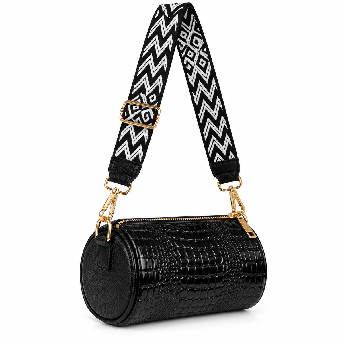 Bolso Crossbody de Cuero – Diseño Cilíndrico Texturizado