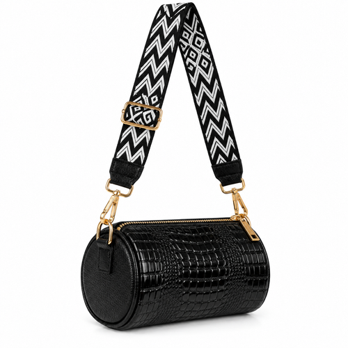 Bolso Crossbody de Cuero – Diseño Cilíndrico Texturizado