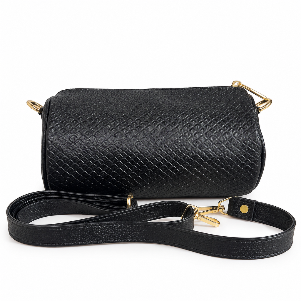 Bolso Crossbody de Cuero –  Correa Negra