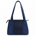 Bolso de Cuero Azul Marino con Textura