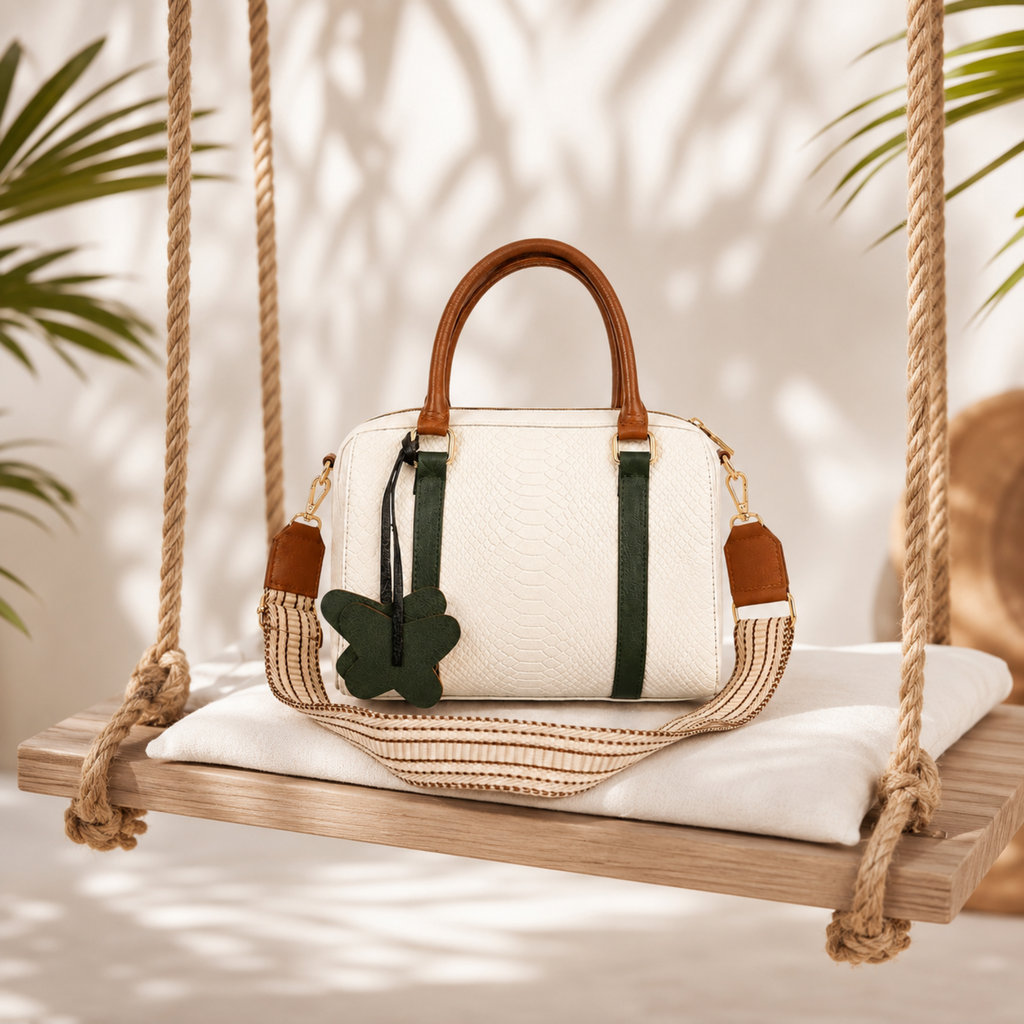 Bolso tipo Bowling Blanco 100% cuero
