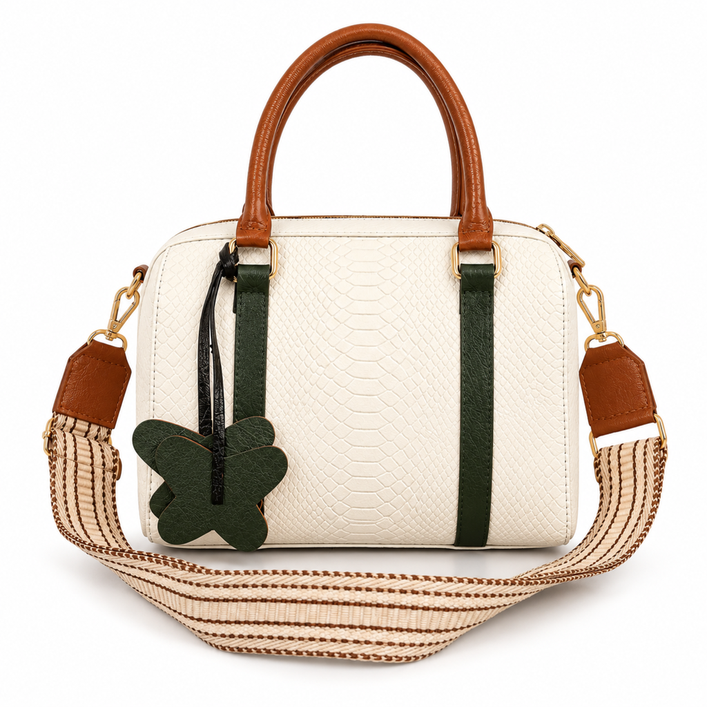 Bolso tipo Bowling Blanco 100% cuero