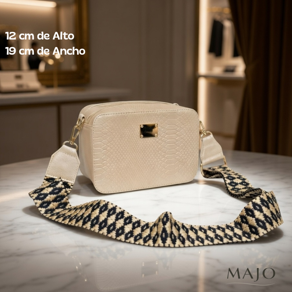 Bolso manos Libres crema 100% Cuero