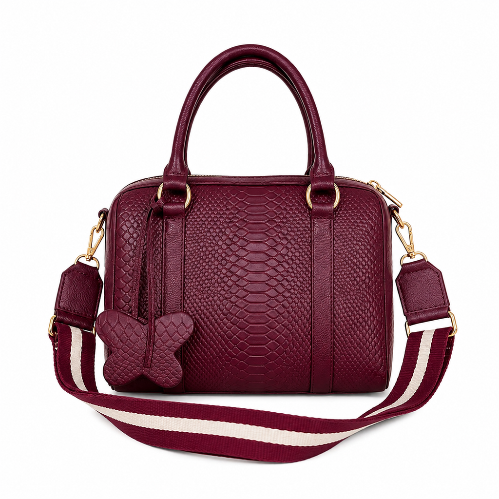 Bolso tipo Bowling  vinotinto 100% cuero