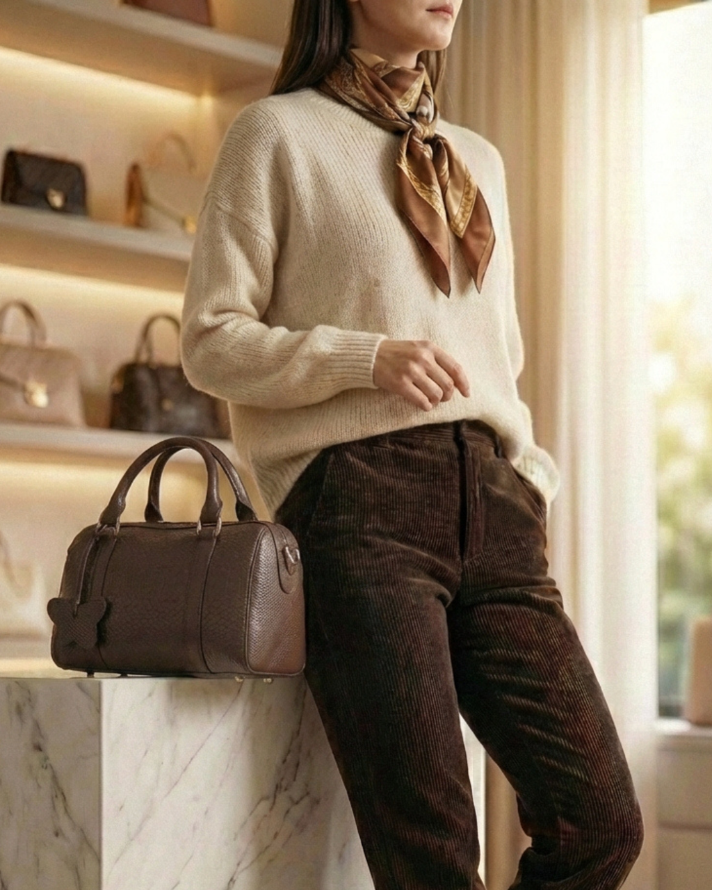 Bolso tipo Bowling  Cahoba 100% cuero