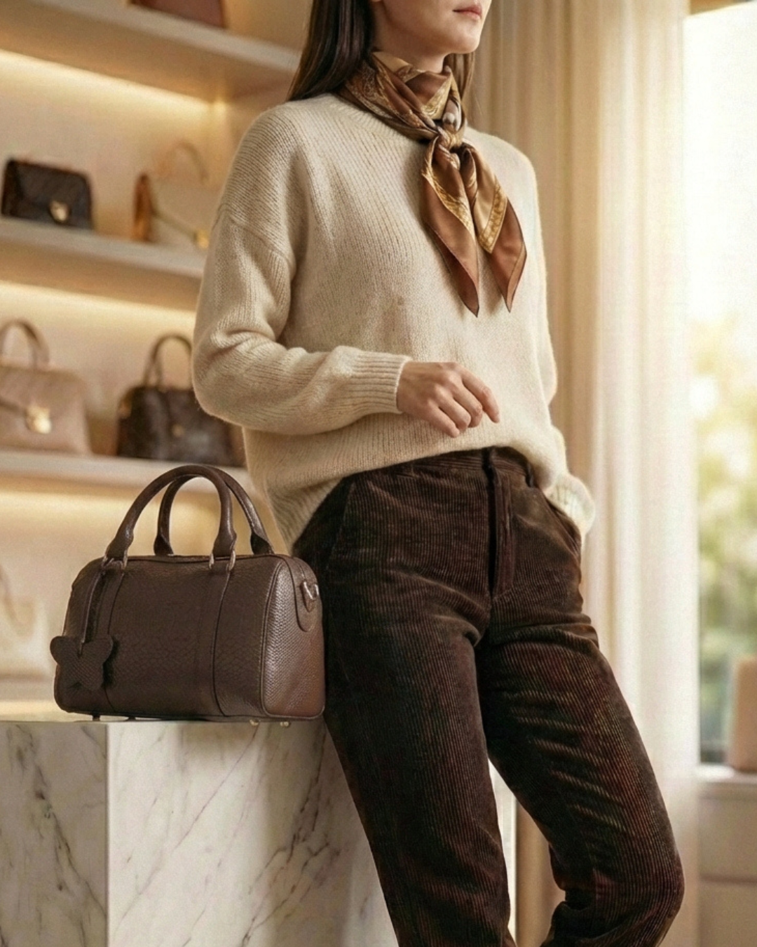 Bolso tipo Bowling  Cahoba 100% cuero