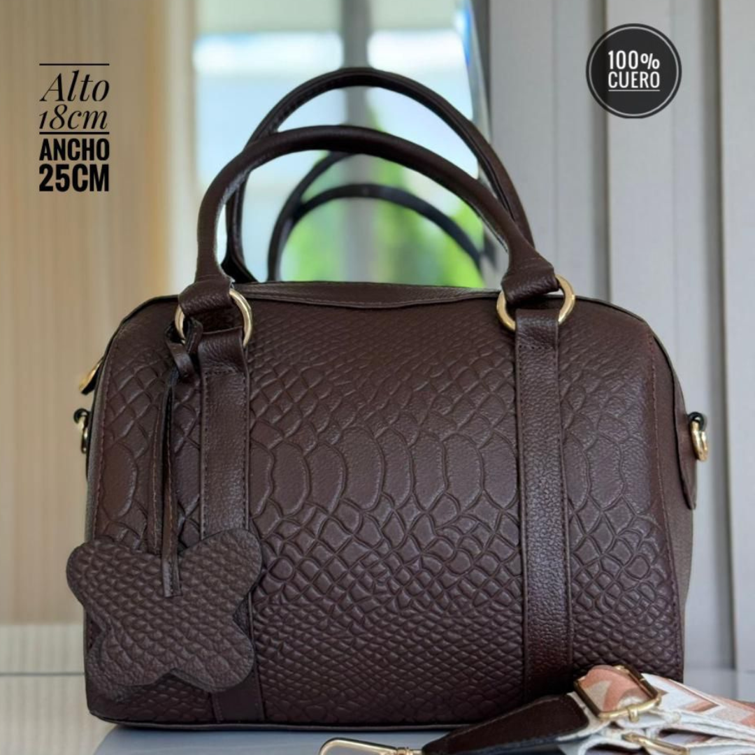 Bolso tipo Bowling  Cahoba 100% cuero