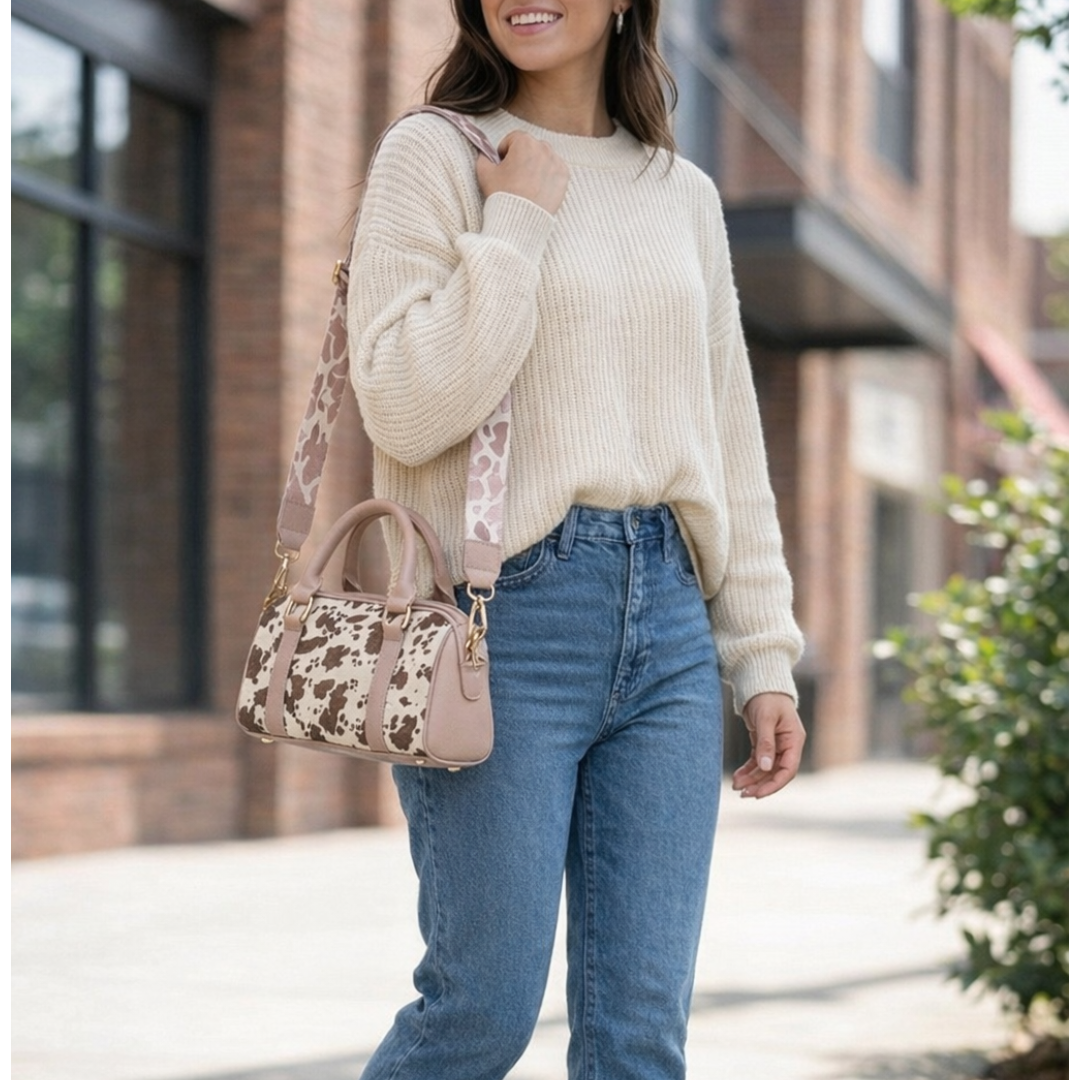 Bolso tipo Bowling Pastel 100% cuero