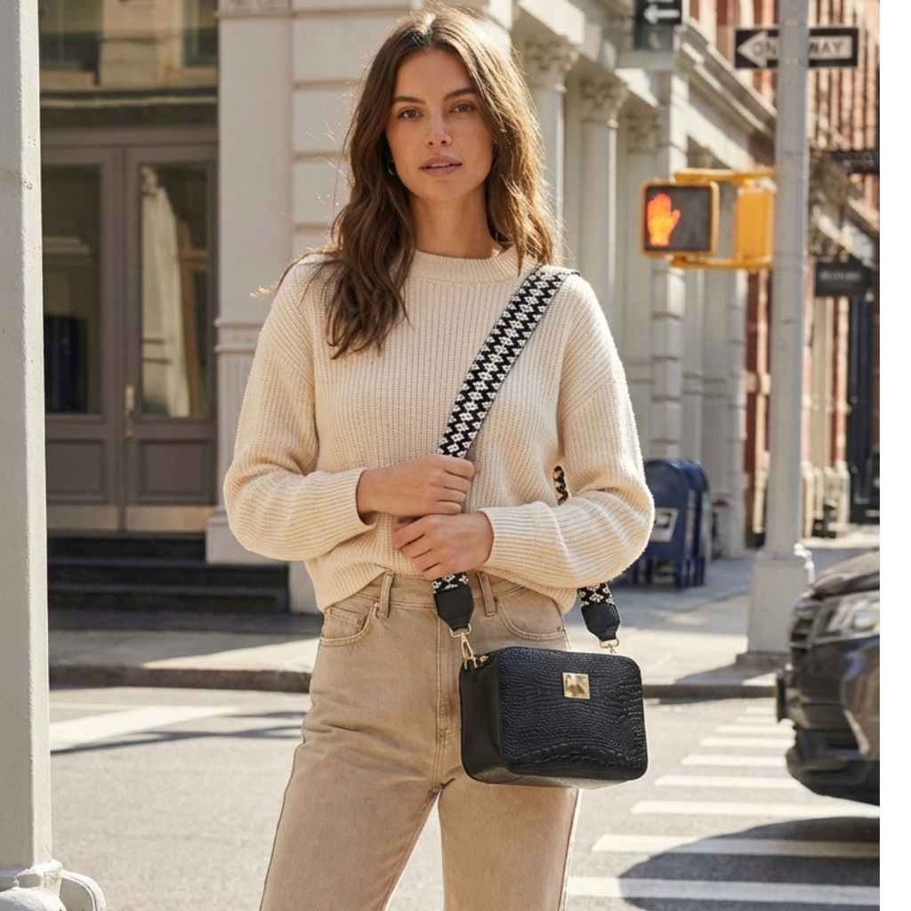 Bolso manos Libres Negro 100% Cuero