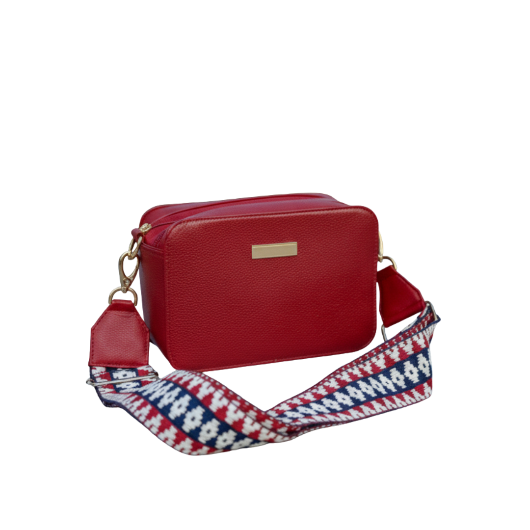 Bolso manos Libres Rojo  100% Cuero