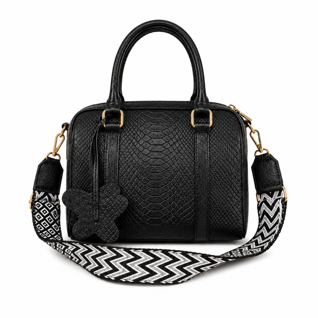 Bolso tipo Bowling Negro 100% cuero