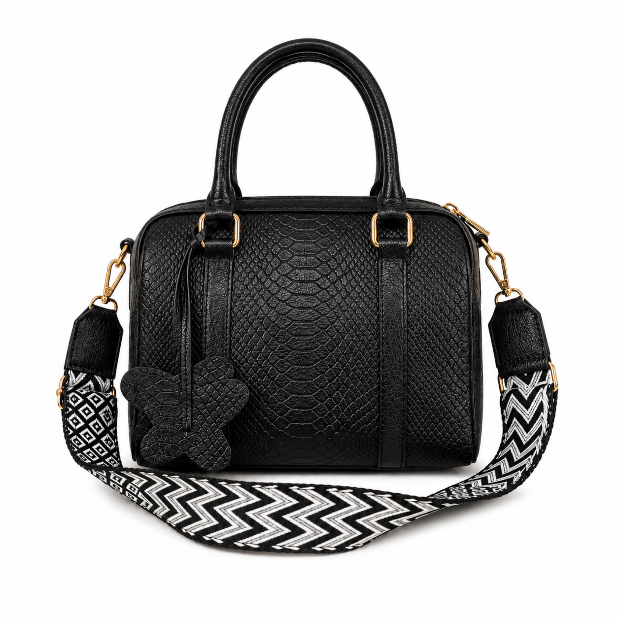 Bolso tipo Bowling Negro 100% cuero