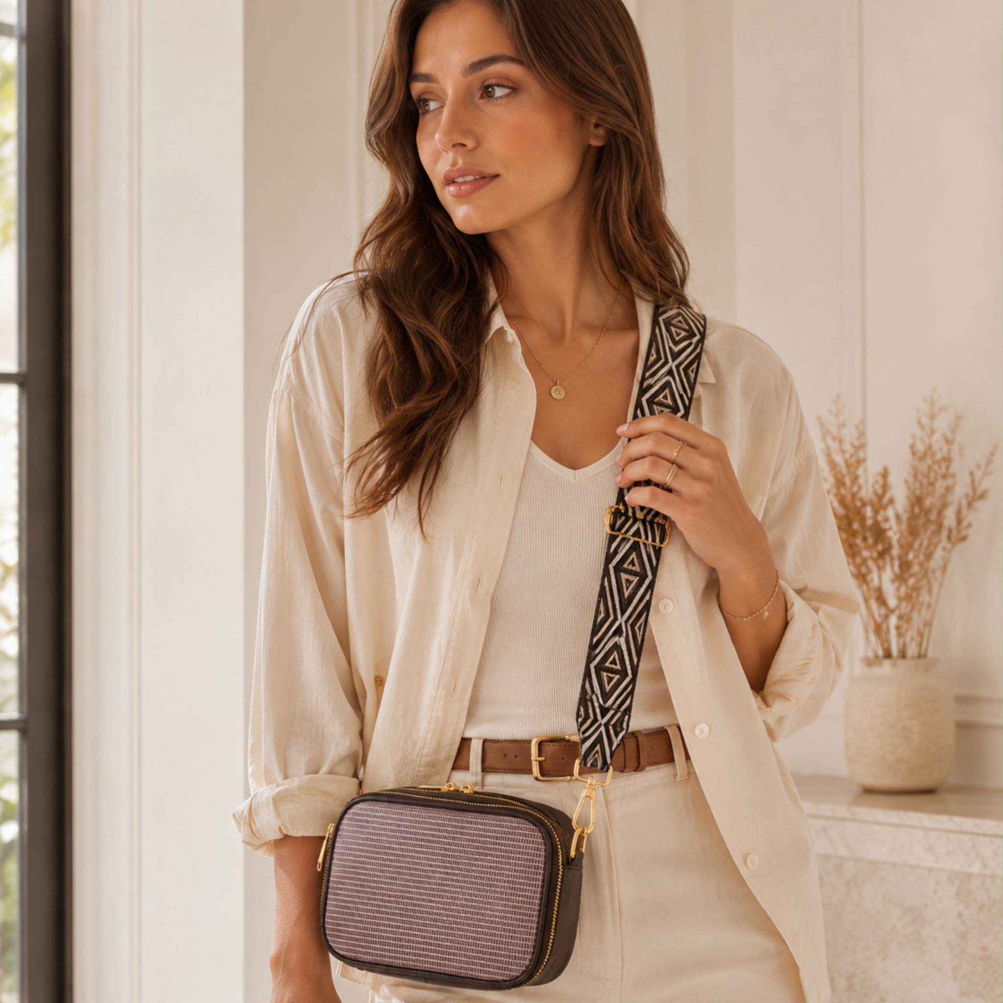 Bolso Crossbody Marron 100% Cuero