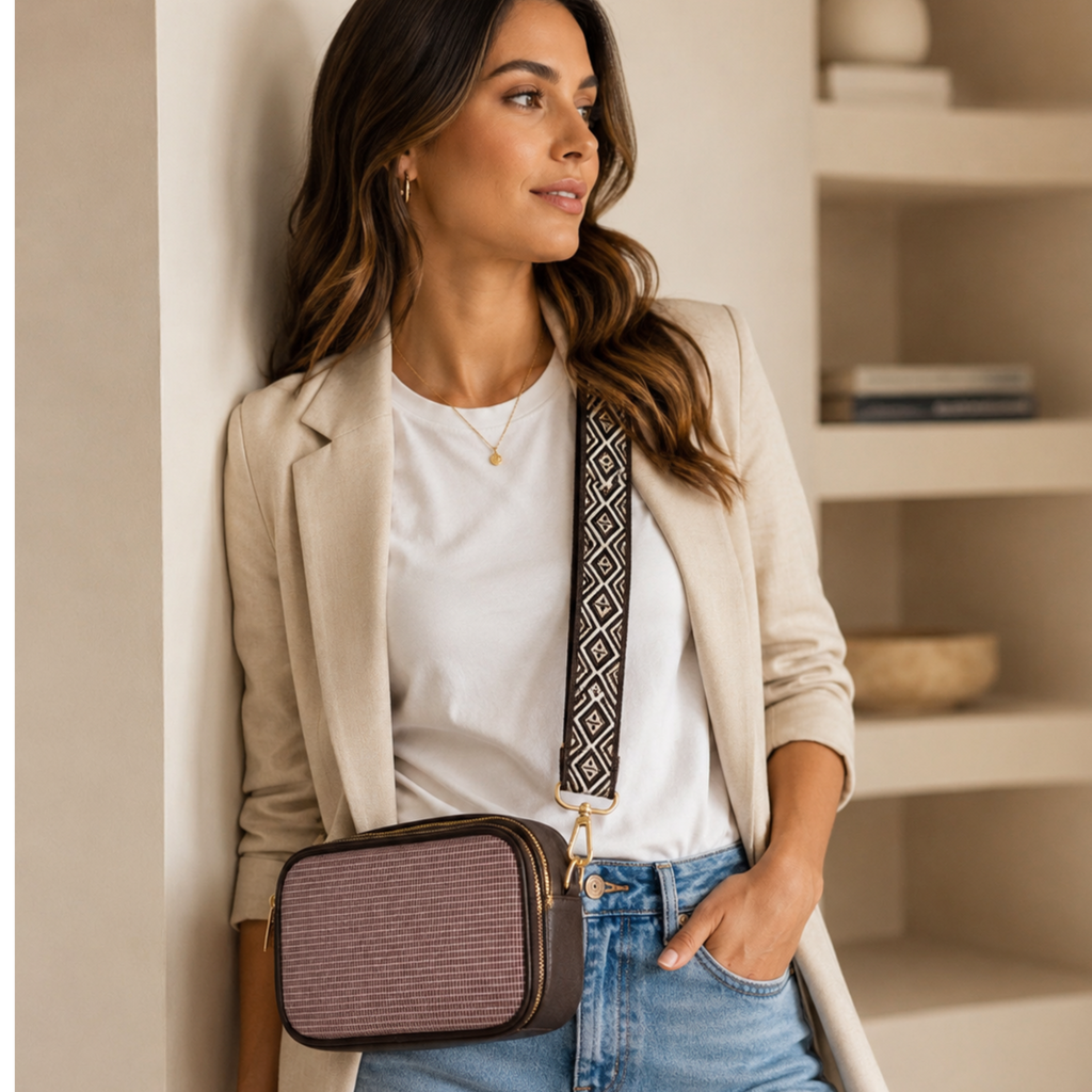 Bolso Crossbody Marron 100% Cuero