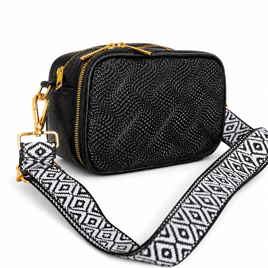 Bolso Crossbody Negro 100% Cuero