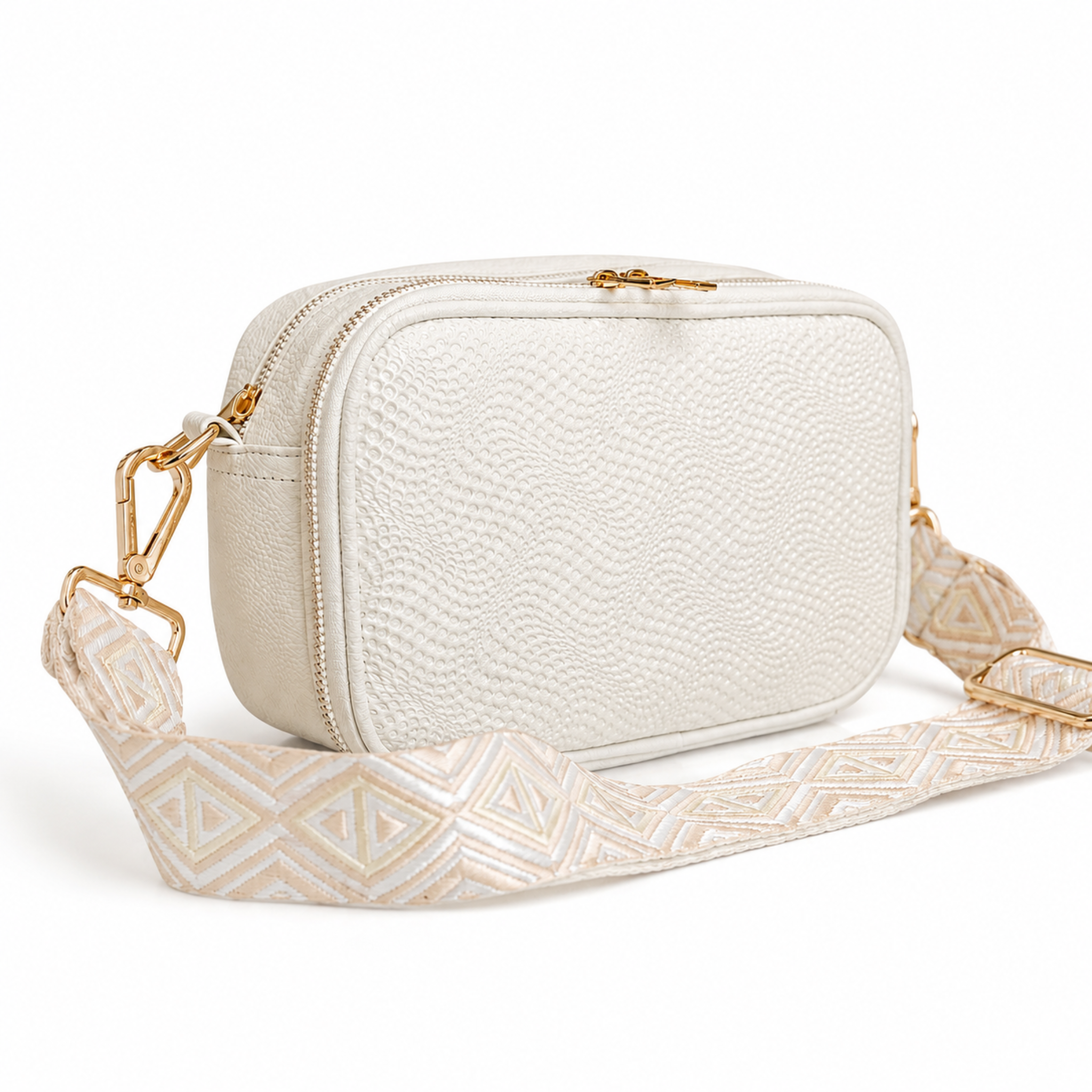 Bolso Crossbody Blanco 100% Cuero