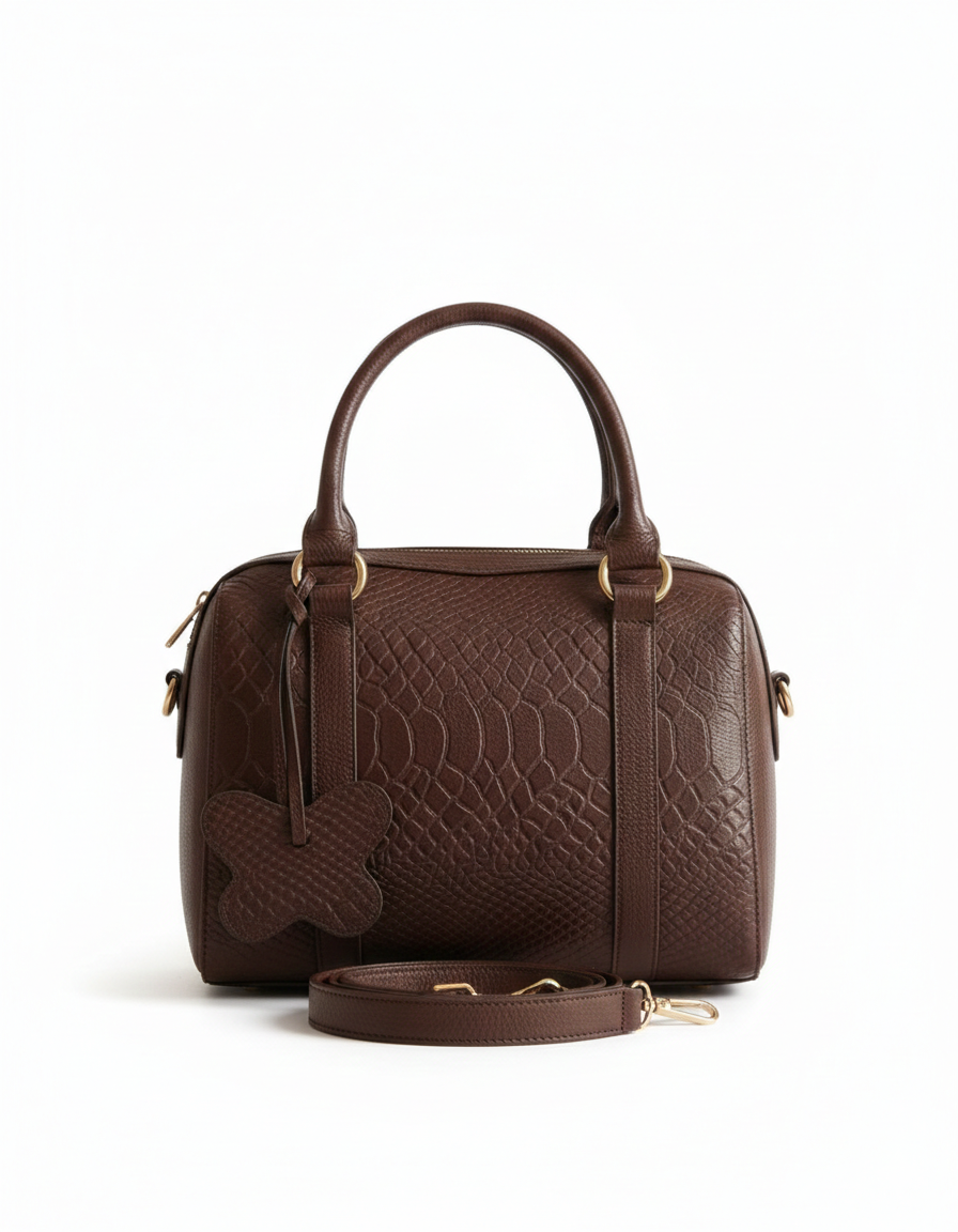 Bolso tipo Bowling  Cahoba 100% cuero