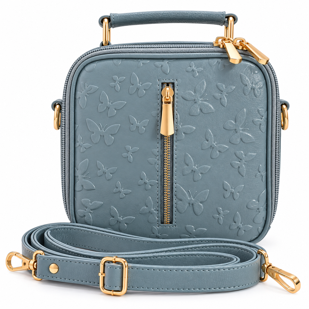 Bolso Manos Libres de Cuero – Diseño Texturizado Azul