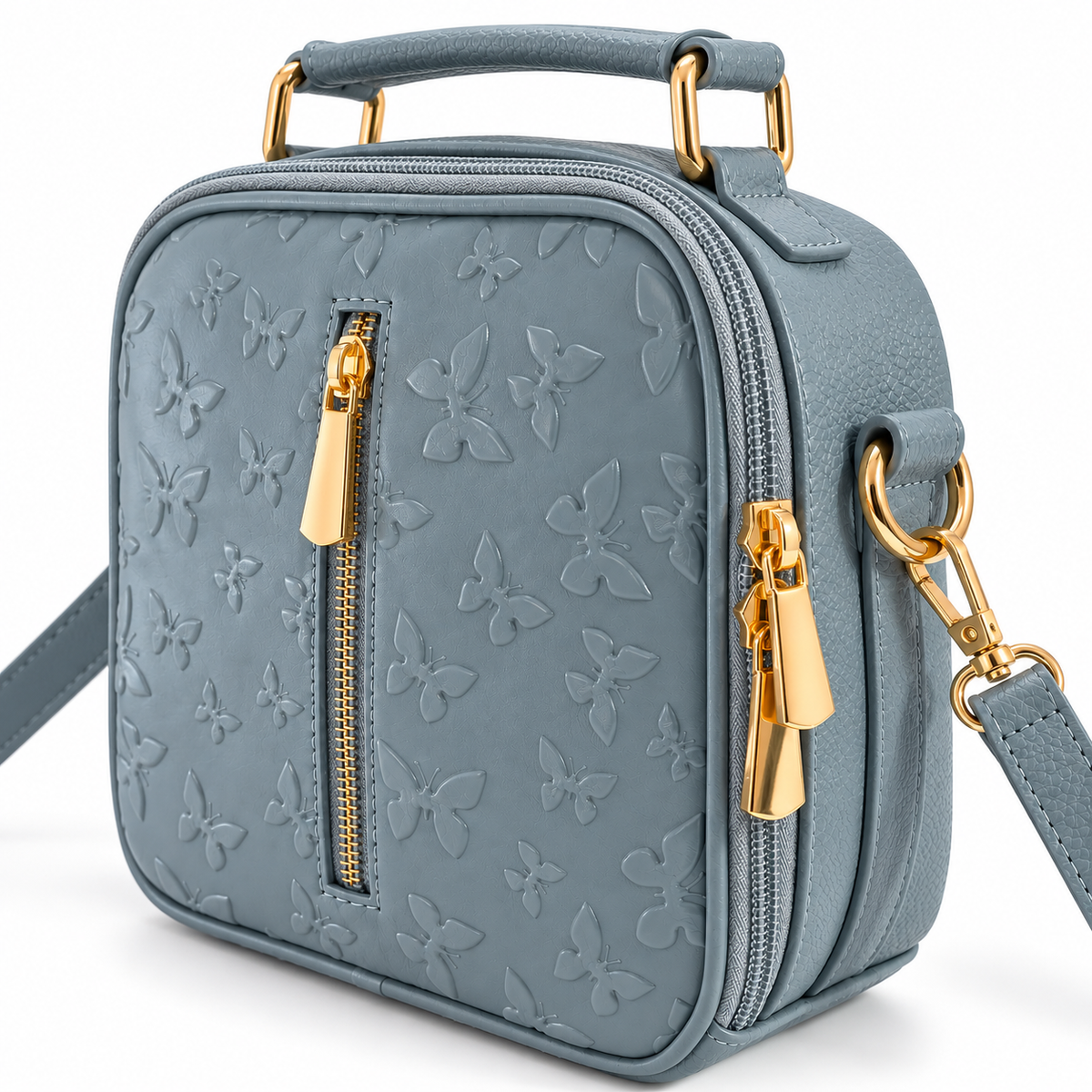 Bolso Manos Libres de Cuero – Diseño Texturizado Azul