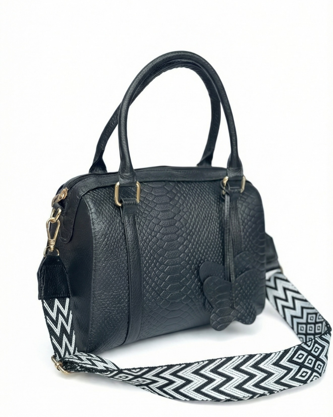 Bolso tipo Bowling Negro 100% cuero