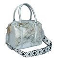 Bolso tipo Bowling  Plateado 100% cuero